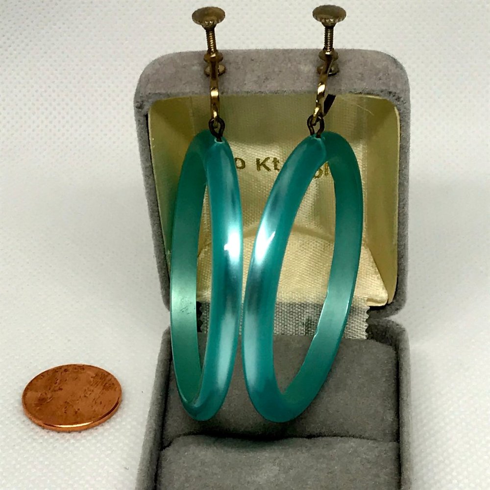 Vintage Clip On Dangle Hoop Earrings